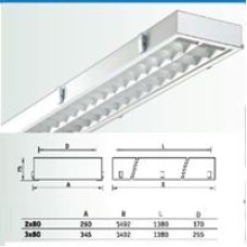 Люминесцентный светильник накладной с плафоном SPORTLUX 280 2x80W T5 Световые Технологии