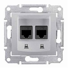 Розетка компьютерная двойная 2хRJ45 ,  кат.5е STP Schneider Electric Серия: Sedna Цвет: алюминий