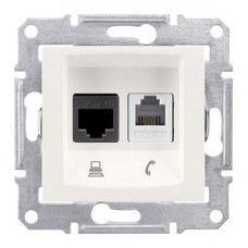 Розетка телефон+компьютер RJ11+RJ45 кат.5e UTP Schneider Electric Серия: Sedna Цвет: слоновая кость