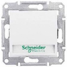 Выключатель кнопка с подсветкой с надписью Schneider Electric Серия: Sedna Цвет: белый