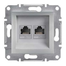 Двойная компьютерная розетка 2xRJ45 5e не экранированная EPH4400161 Asfora Алюминий