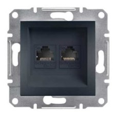 Двойная компьютерная розетка 2xRJ45 5e не экранированная EPH4400171 Asfora Антрацит